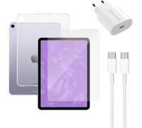 Caricabatterie rapido (20W), cavo (usb-c), protezione dello schermo del tablet e custodia trasparente per tablet | iPad 10.9" | transparente