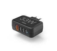 Caricabatterie rapido 4 porte, Qualcomm® 3.0, 4x USB-A, 33 W, nero
