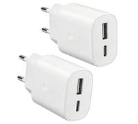 Caricabatterie rapido a 2 porte 25W con USB C e USB A per Samsung Galaxy Tab S11, S10,S9,S8,S7,A11+,A9+,A9,A8 Ultra/FE/Lite iPhone 17, 16, 15, 14 Pro Max Plus, 13, 12, 11 SE, XS, alimentatore