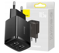 Caricabatterie rapido compatto Baseus, 2 porte USB, 10,5 W (nero)