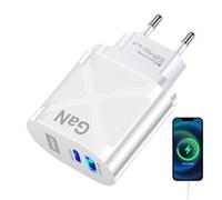 Caricabatterie rapido da 65 W - Blocco di ricarica rapida, caricatore USB QC3.0, PD universale | Adattatore di ricarica rapida a doppia porta per telefoni, tablet e altro ancora