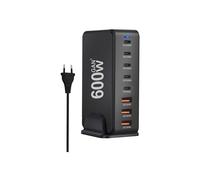 Caricabatterie Rapido da Tavolo GaN Quick PD da 600 W con 8 Porte USB di Tipo C per Cellulare, Laptop, PC, Dock di Ricarica, Spina UE