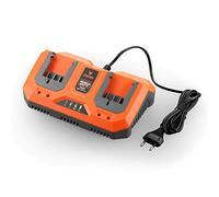 Caricabatterie rapido doppio 2,4A 70W FUXTEC E1LG2A caricatore per batterie 20V da 2Ah e 4Ah adatto a tutti gli attrezzi da giardino Fuxtec 20V, tensione di carica 20,9V