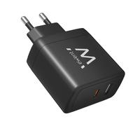 Caricabatterie rapido Ewent EW1330 GaN da 65 W con 1 porta USB-C PD + 1 porta USB-A QC 3.0, nero