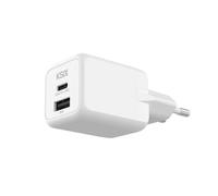Caricabatterie rapido Ksix 1xUSB-C + 1xUSB 30W Bianco