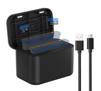 Caricabatterie rapido per batteria Insta360 X4, stazione di ricarica veloce portatile a 2 canali con cavo di alimentazione USB e slot per schede SD Misro