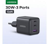 Caricabatterie rapido UGREEN 30W GAN PD multi-porta Type C USB A, compatibile con 16, 15, 14 Pro Max, adatto per viaggi, ufficio, dormitorio e uso domestico, con ricarica rapida ad alta potenza Spina 