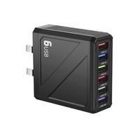 Caricabatterie rapido USB 3.1A 6 porte Adattatore for caricabatterie for telefono a ricarica rapida for da muro multi-porta(Black U-K)