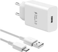 Caricabatterie rapido USB C 18W per Samsung Galaxy A12 A15 A14 4G/5G S8 S10 S9, Quick Charge 3.0 Adattatore presa USB di alimentazione compatibile con Xiaomi Redmi Huawei