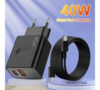 Caricabatterie rapido USB C da 40W, adattatore di ricarica rapida Type C con cavo Type-C da 1M compatibile con Sam-Sung Galaxy/ 16/16pro/15 Pro/15 Pro MAX/15 Plus/iPad Pro/Type C Adaptador Nan Spina E