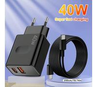 Caricabatterie rapido USB C da 40W, adattatore di ricarica rapida Type C con cavo Type-C da 2M, compatibile con Sam-Sung Galaxy/ 16/16pro/15 Pro/15 Pro MAX/15 Plus/iPad Pro, adatto per la ricarica di