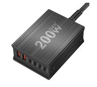 Caricabatterie Rapido USB Type-C 200 W 2A4C Stazione Di Ricarica A 6 Porte Hub Adattatore Di Alimentazione For Caricabatterie GaN Compatto Veloce Ampiamente Applicato