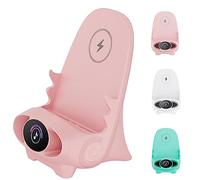 Caricabatterie rapido wireless per mini sedia Supporto per telefono multifunzionale, mini sedia per caricabatterie wireless con supporto per telefono e altoparlante (Rosa)