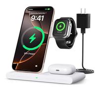 Caricabatterie rapido wireless portatile da viaggio 2025 per stazione di ricarica Apple e Android, ricarica 3 in 1 per iPhone 16 15 14 13 12, Apple Watch Series e Air pods 4 3 2 Pro, Samsung