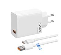 Caricabatterie rapido Xiaomi 120 W Fast Wall Charger Block, per Xiaomi 14, 13, 12, 13t, 12t, 12s, Redmi Note K70, K60, K50, 12, 11, Pro Plus, Black Shark 3, 4, 5, Poco F4, con cavo 2M 6A