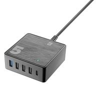 CARICABATTERIE RETE 5 PORTE 60W NERO