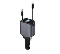 Caricabatterie retrattile da auto 4 in 1, caricabatterie per auto PLDHPRO 80 W con cavo USB-C da 0,8 m e iOS 12 V/24 V, compatibile con telefoni 16/15/14/13/12 Sam sungGalaxys25/s24/s23 Pixel i Pad