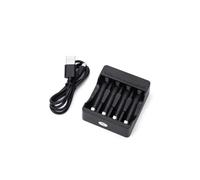 Caricabatterie ricaricabile 4 (AA/AAA), colore nero, con indicatore LED, compatibile con vari dispositivi elettrici. Ideale per uso domestico.