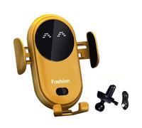 Caricabatterie senza fili e supporto per il telefono, Porta Cellulare Auto, Qi Caricatore Wireless Auto, Auto-Bloccaggio Supporto Telefono Auto, Supporto Universale per Telefono Auto (Giallo)