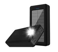 Caricabatterie solare, 30000Mah Portable Outdoor Mobile Power Bank, Batteria di backup esterna da campeggio, nera