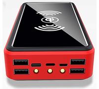 Caricabatterie solare da 100000 mAh, Power Bank solare wireless con 4 uscite USB, 3 torce a LED e ricarica wireless da 10 W, batteria esterna impermeabile, caricabatterie solare for telefono