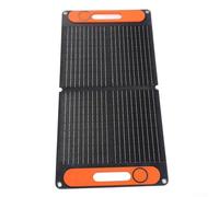 Caricabatterie solare portatile pieghevole da 80 W con doppia uscita USB e porta CC da 12 V, alimentatore solare monocristallino con clip per batteria (nero)