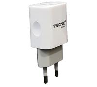caricabatterie TECNO TC-880 con due uscite usb 2.1A e 1.0A bianco + cavi