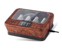 Caricatore per pile ricaricabili AA/LR6, AAA/LR3, C/LR14, D/LR20, 9V, NiCd e NiMh + ALKALINE - Schermo LCD - Indicatore di carica - Caricatore universale capacità 4 pile + 2 porte USB - Olmo - Legno