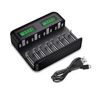 Caricabatterie universale con tecnologia Smart Charger, display LCD per batterie ricaricabili AA AAA CD, prevenzione del sovraccarico e indipendente