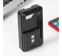 Caricabatterie universale USB-C per batterie cellulari e fotocamere, ricarica rapida, supporto connettore laterale, design compatto da viaggio, ricarica intelligente con indicatori LED