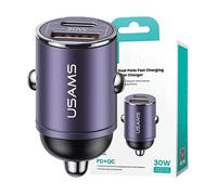 CARICABATTERIE USAMS C38 USB-A USB-C PD per iPhone da 30 W, Viola