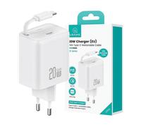 CARICABATTERIE USAMS CC233TC02 USB-C con cavo Lightning retrattile da 20 W, Bianco