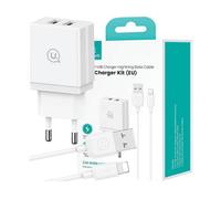 CARICABATTERIE USAMS HCXLTZ01 doppia USB-A con cavo Lightning da 18 W, Bianco