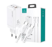 CARICABATTERIE USAMS MTXLOGTC02, 2 USB-C e USB-A da 65 W, Bianco