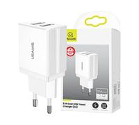 CARICABATTERIE USAMS T24 2 porte USB-A da 10,5 W, Bianco