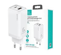 CARICABATTERIE USAMS T47 PD USB-C e USB per iPhone 12 13 14 da 65 W, Bianco