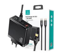 CARICABATTERIE USAMS T52PD, 2 USB-C, 1 USB-A, ricarica rapida da 140 W, Nero