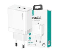 CARICABATTERIE USAMS T54 2xUSB-C GaN da 40 W, Bianco