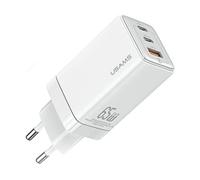 CARICABATTERIE USAMS US-CC180 2xUSB-C 1xUSB-A PD3.0 QC3.0 da 65 W, Bianco