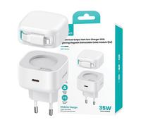CARICABATTERIE USAMS US-CC202 USB-C, cavo Lightning integrato da 35 W, Bianco