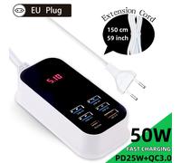 Caricabatterie USB a Porta Multipla Da 50W PD25W Tipo C QC3.0 Adattatore Di Alim