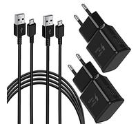 Caricabatterie USB a Ricarica Rapida AFC 2A con cavo Micro USB da 1,5 m per Samsung Galaxy S7/S7 Edge/S6/S6 Edge/S5/S4/A6/J7/J3/Note 5/Note 4/3/LG G4/ G3, Xiaomi, Redmi ecc (Confezione da 2, Nero)