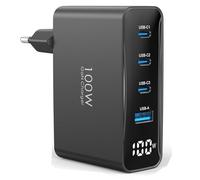 Caricabatterie USB-C 100W, caricabatterie rapido con display LED, caricabatterie multiporta a 4 porte per iPhone 17, 16, 15 Pro Max, Galaxy S25, S24, S23 Ultra e Pixel 10/9, per MacBook Air/Pro, nero