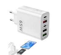 Caricabatterie USB-C Rapido 65W Multi Porte Adattatore AC con 5 porte USB-C e USB-A QC3.0 PD20W Ricarica Rapida Universale per iPhone 15 14 13 12 11 iPad Samsung Galaxy S23 S22 S21 Huawei Xiaomi