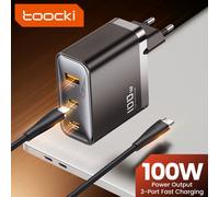 Caricabatterie USB GaN Toocki 100W PD QC 3.0 caricabatterie rapido tipo C a ricarica rapida per iPhone 15 14 13 12 Pro Max Macbook Samsung S23