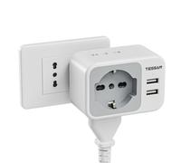 Caricabatterie USB Presa Multipla Con Spina 10A, Salvaspazio Con 1 Presa Schuko