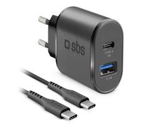 Caricabatterie USB Type-A, USB Type-C WALL CHARGER KIT 18W Power Delivery Black