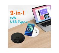 Caricabatterie USB Type-C Intelligente 2 In 1 Integrato, Caricabatterie Wireless da Tavolo Integrato, Ricarica Wireless Mobile da 15 W per Mobili A