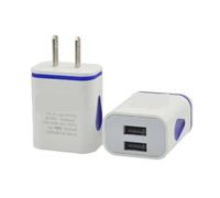 Caricabatterie USB universale for telefono 2.1A 5V LED 2 Adattatore di ricarica rapido da parete Caricatore USB con spina americana,Distribuzione intelligente dell'energia(Blauw)