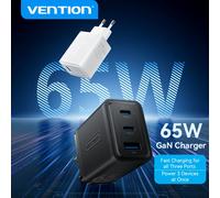 Caricabatterie Vention 65W GaN con Ricarica Rapida 4.0 3.0 Tipo C PD USB per iPhone 17 16 15 Pro Max, Caricatore Veloce per Laptop con Ricarica PD